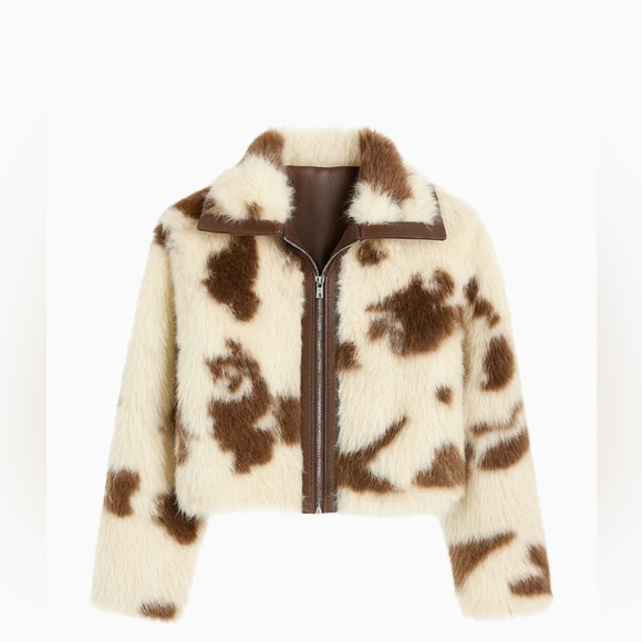 NWT Faux Fur Cow Print Jacket Women’s Size Large Y2K Western - Picture 3 of 4